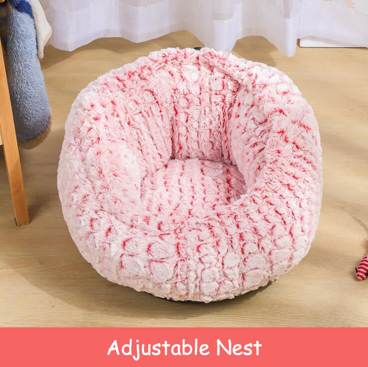 Pet Bed Soft Non-Slip Plush Kennel Round Cat Dog Nest Cushion