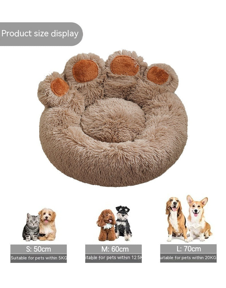 Plush Cathouse Doghouse Pet Bed Winter Warm Hand-shaped Brush Pet