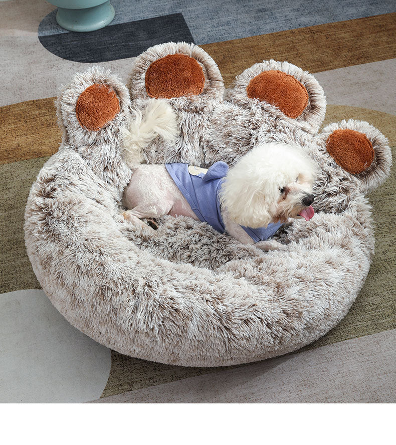 Plush Cathouse Doghouse Pet Bed Winter Warm Hand-shaped Brush Pet