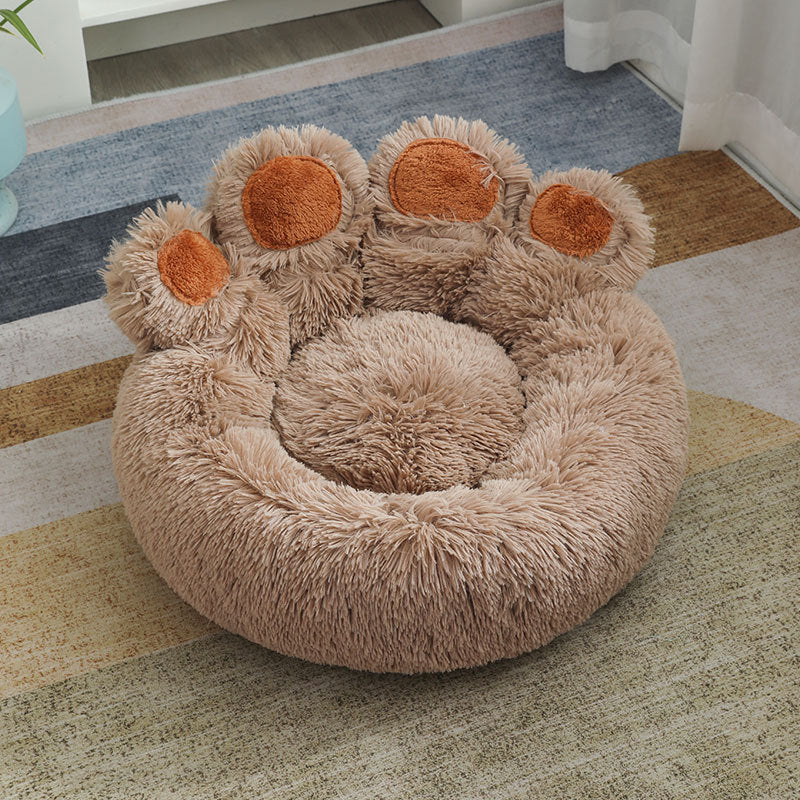 Plush Cathouse Doghouse Pet Bed Winter Warm Hand-shaped Brush Pet